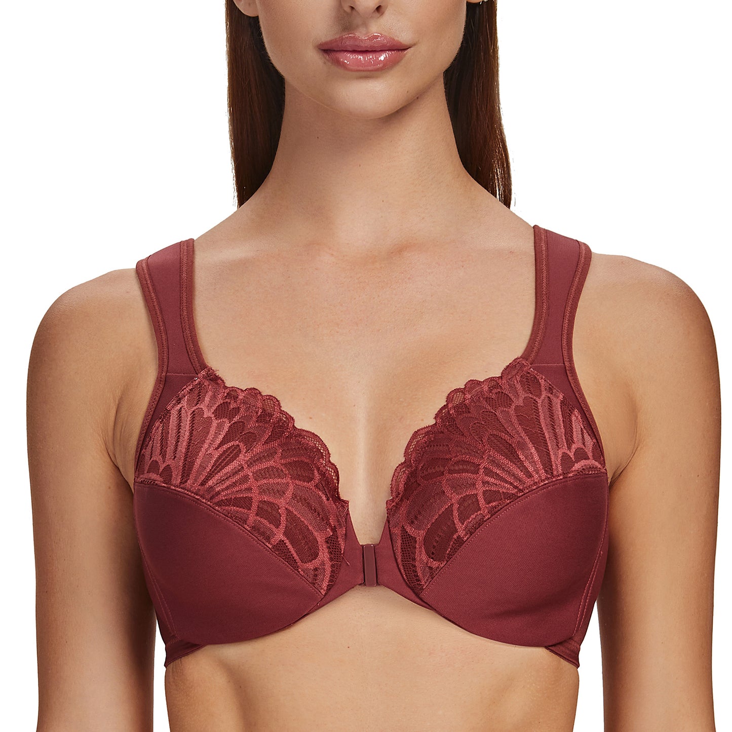 MELENECA Front Closure Underwire Unlined Lace Cup Bras