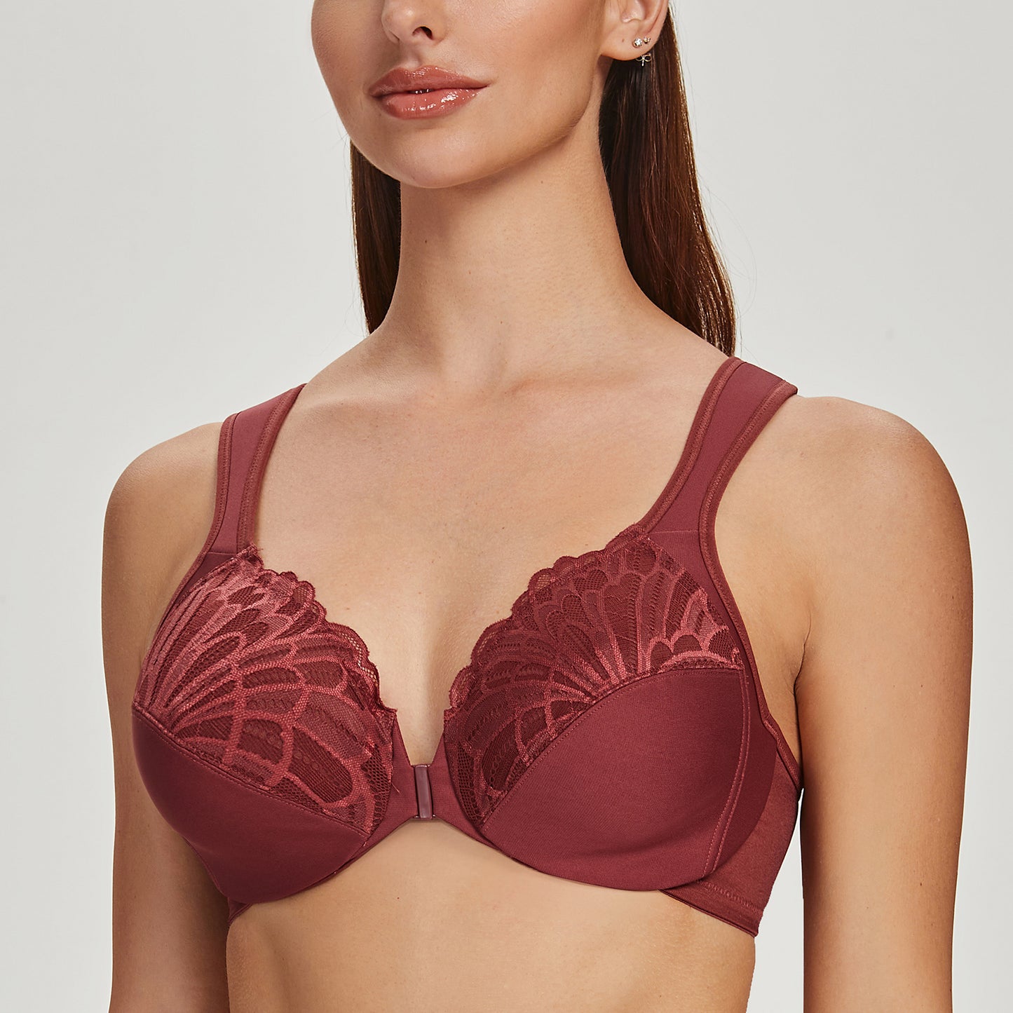 MELENECA Front Closure Underwire Unlined Lace Cup Bras