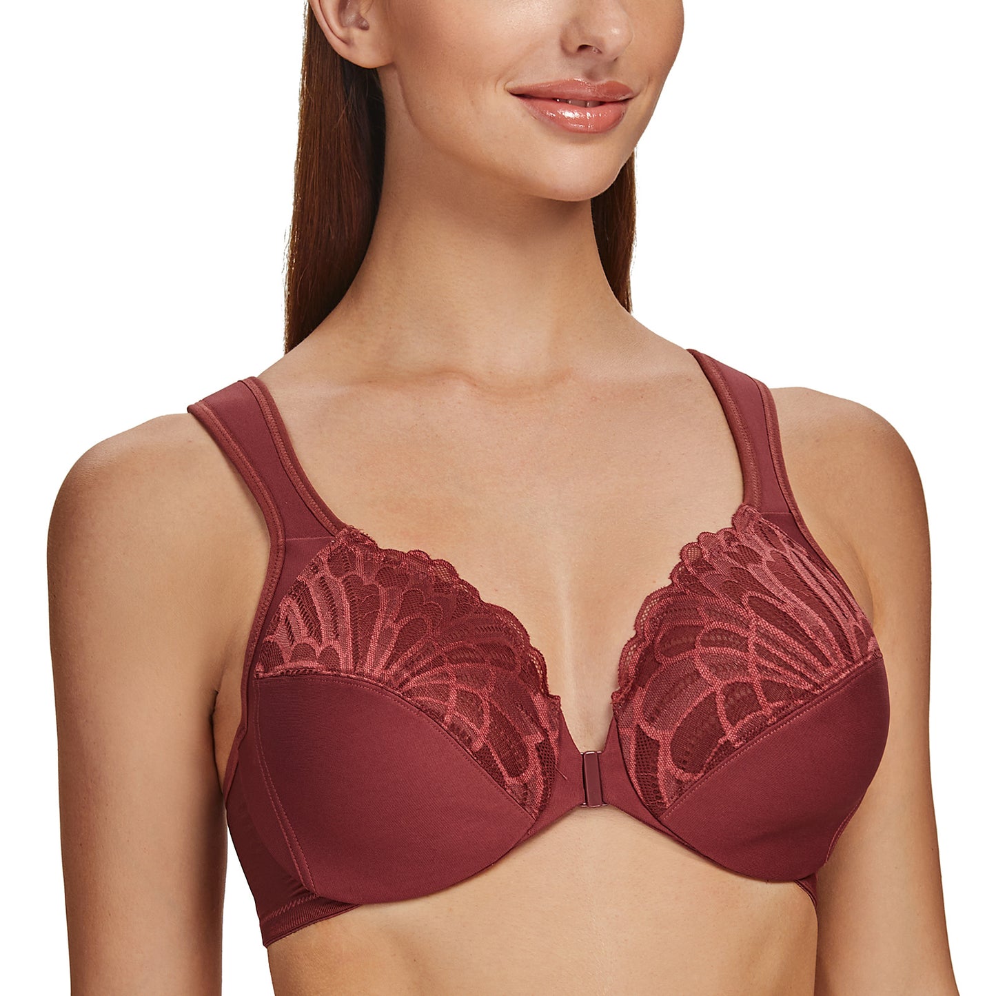 MELENECA Front Closure Underwire Unlined Lace Cup Bras