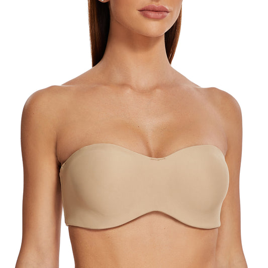 MELENECA Large Bust Minimizer Unlined Bandeau Underwire Strapless Bra