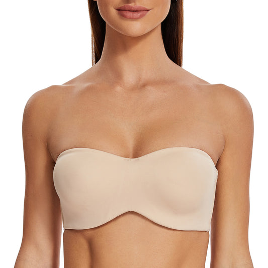 MELENECA Large Bust Minimizer Unlined Bandeau Underwire Strapless Bra
