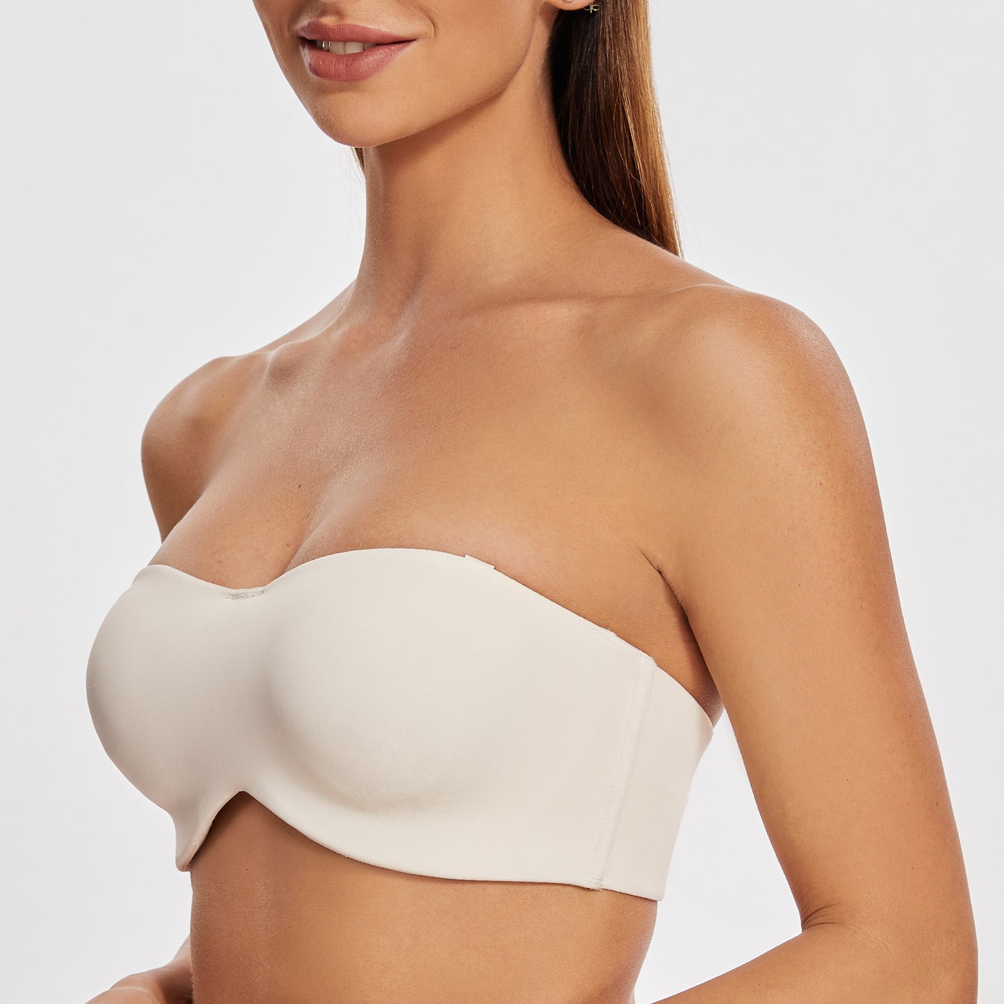 MELENECA Large Bust Minimizer Unlined Bandeau Underwire Strapless Bra