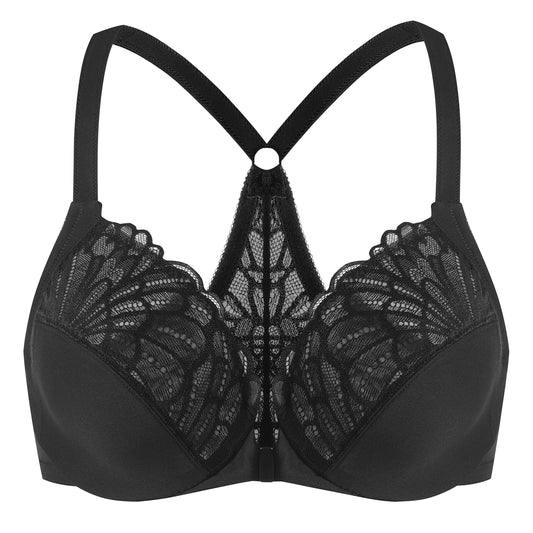 MELENECA Racerback Front Closure Unlined Underwire Bra