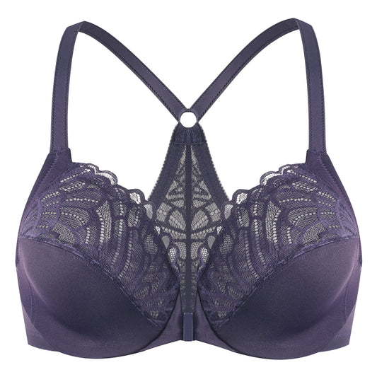 MELENECA Racerback Front Closure Unlined Underwire Bra