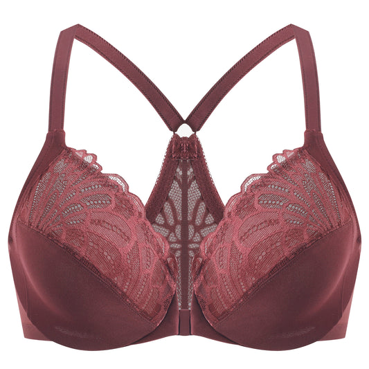 MELENECA Racerback Front Closure Unlined Underwire Bra