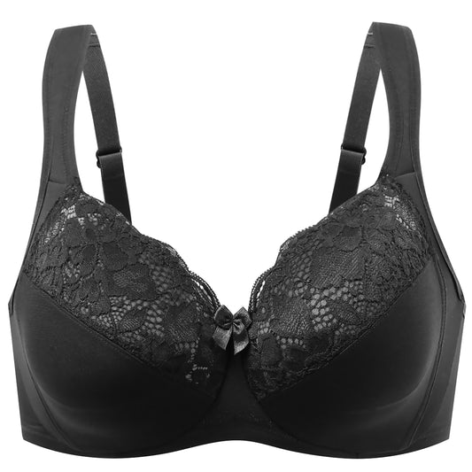 MELENECA Non Padded Underwire Minimizer Lace Bra