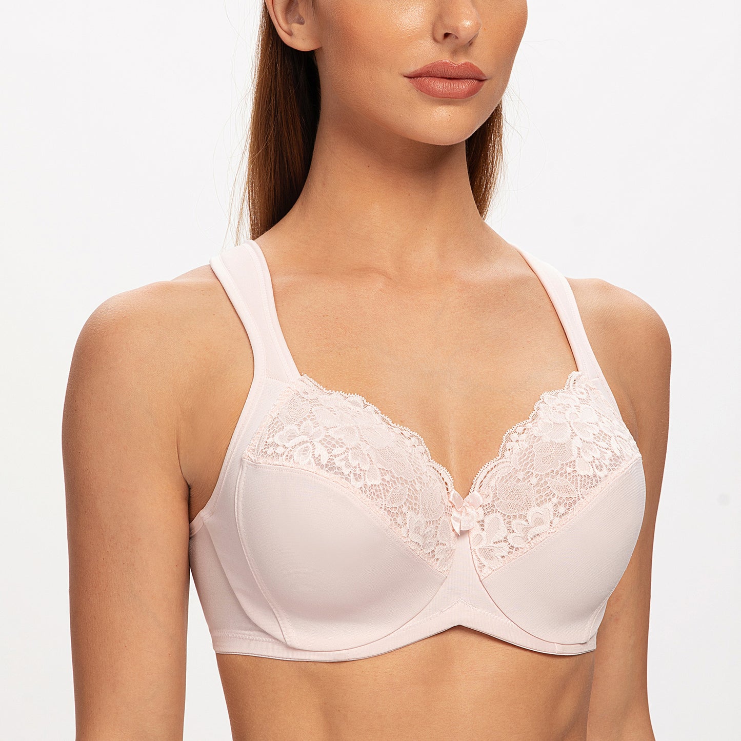 MELENECA Non Padded Underwire Minimizer Lace Bra