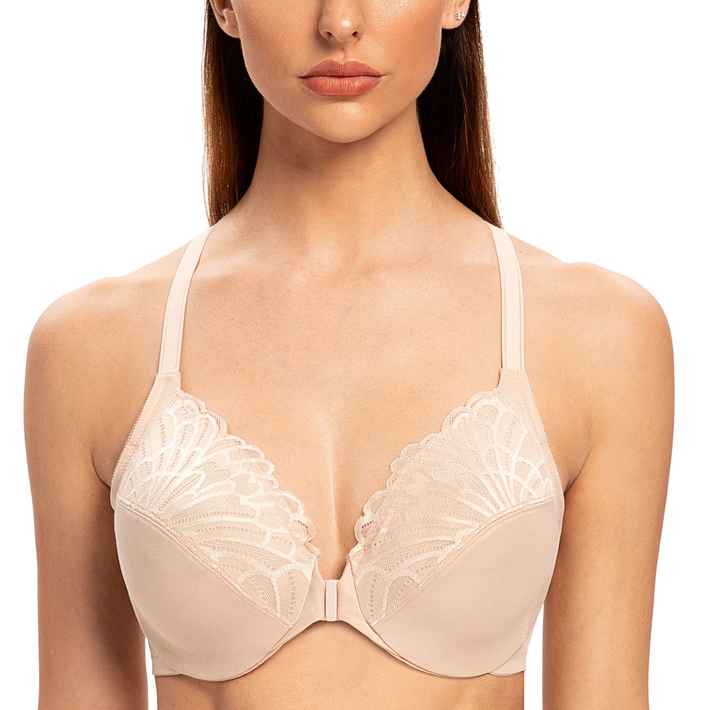 MELENECA Racerback Front Closure Unlined Underwire Bra