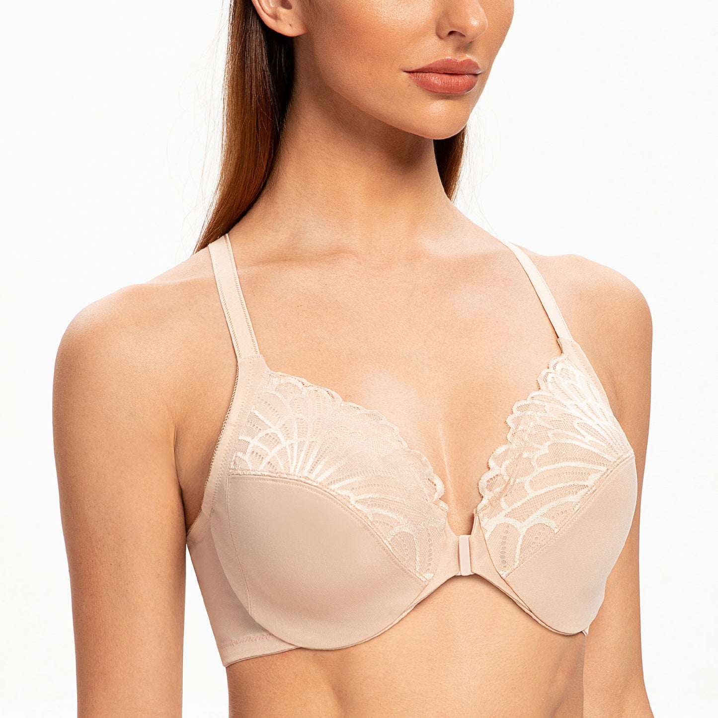 MELENECA Racerback Front Closure Unlined Underwire Bra