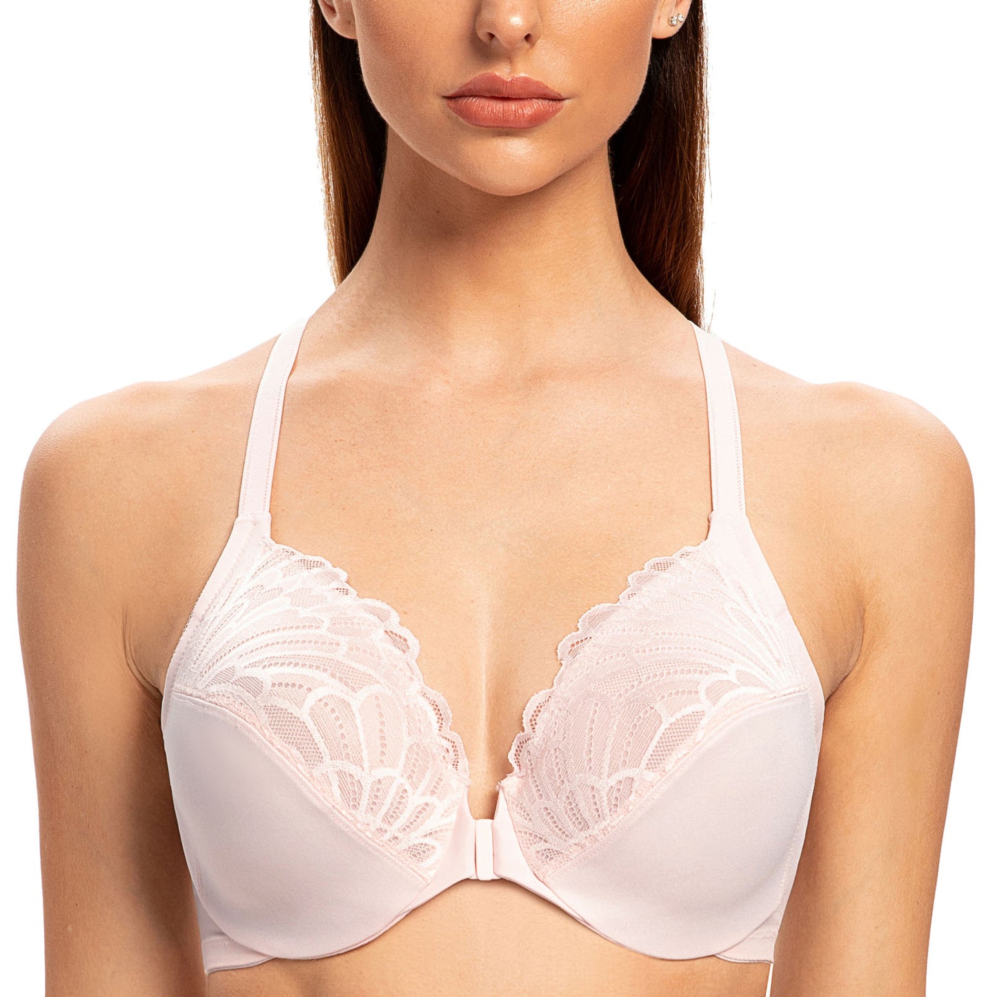 MELENECA Racerback Front Closure Unlined Underwire Bra