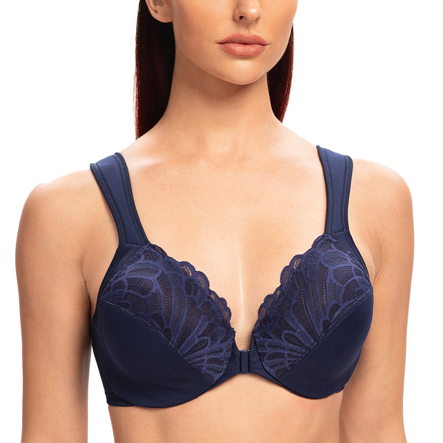 MELENECA Front Closure Underwire Unlined Lace Cup Bras