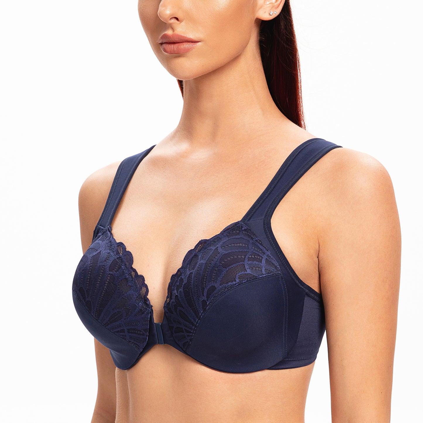 MELENECA Front Closure Underwire Unlined Lace Cup Bras