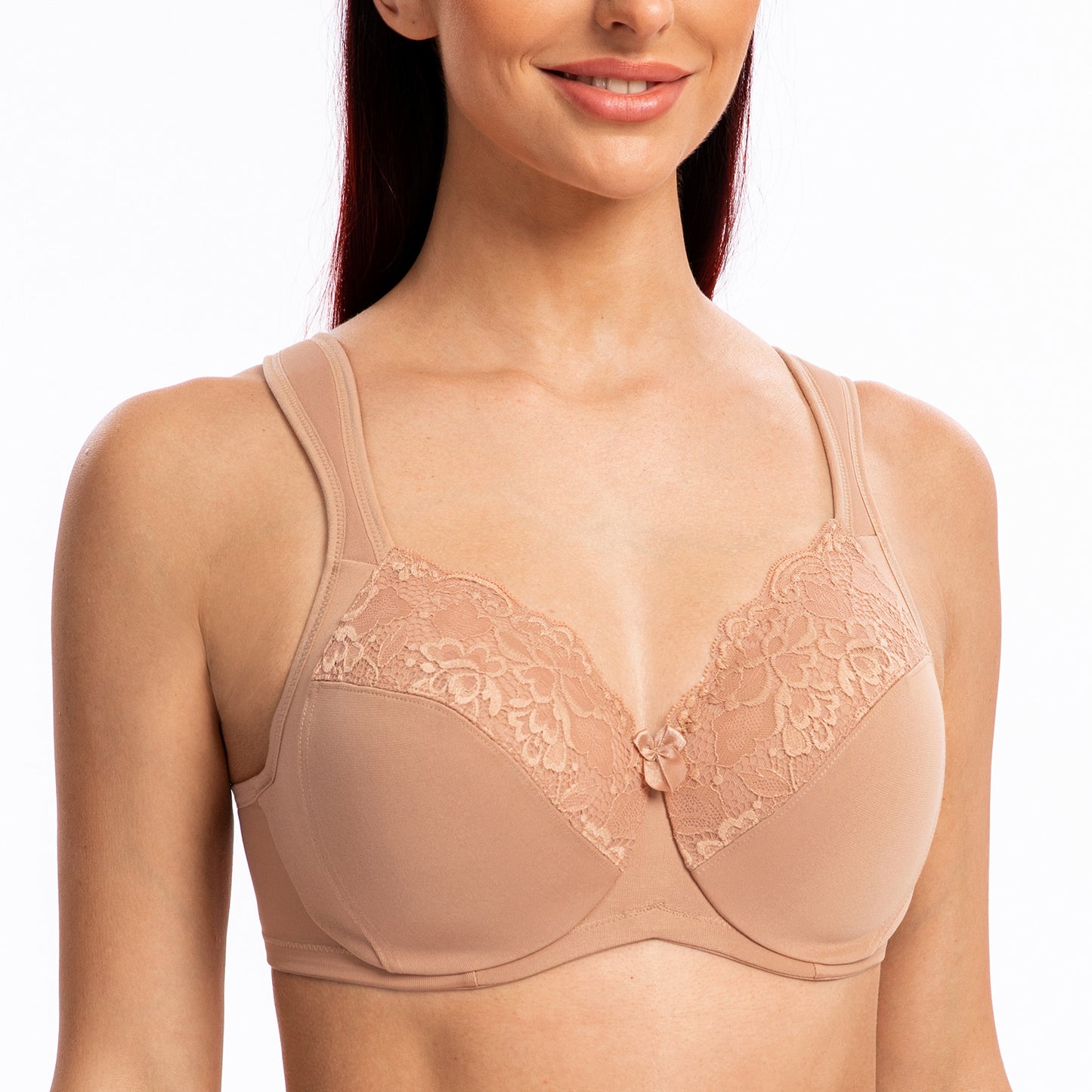 MELENECA Non Padded Underwire Minimizer Lace Bra