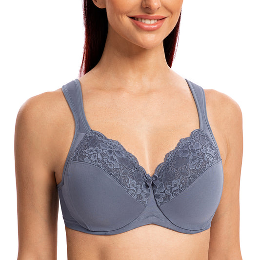 MELENECA Non Padded Underwire Minimizer Lace Bra