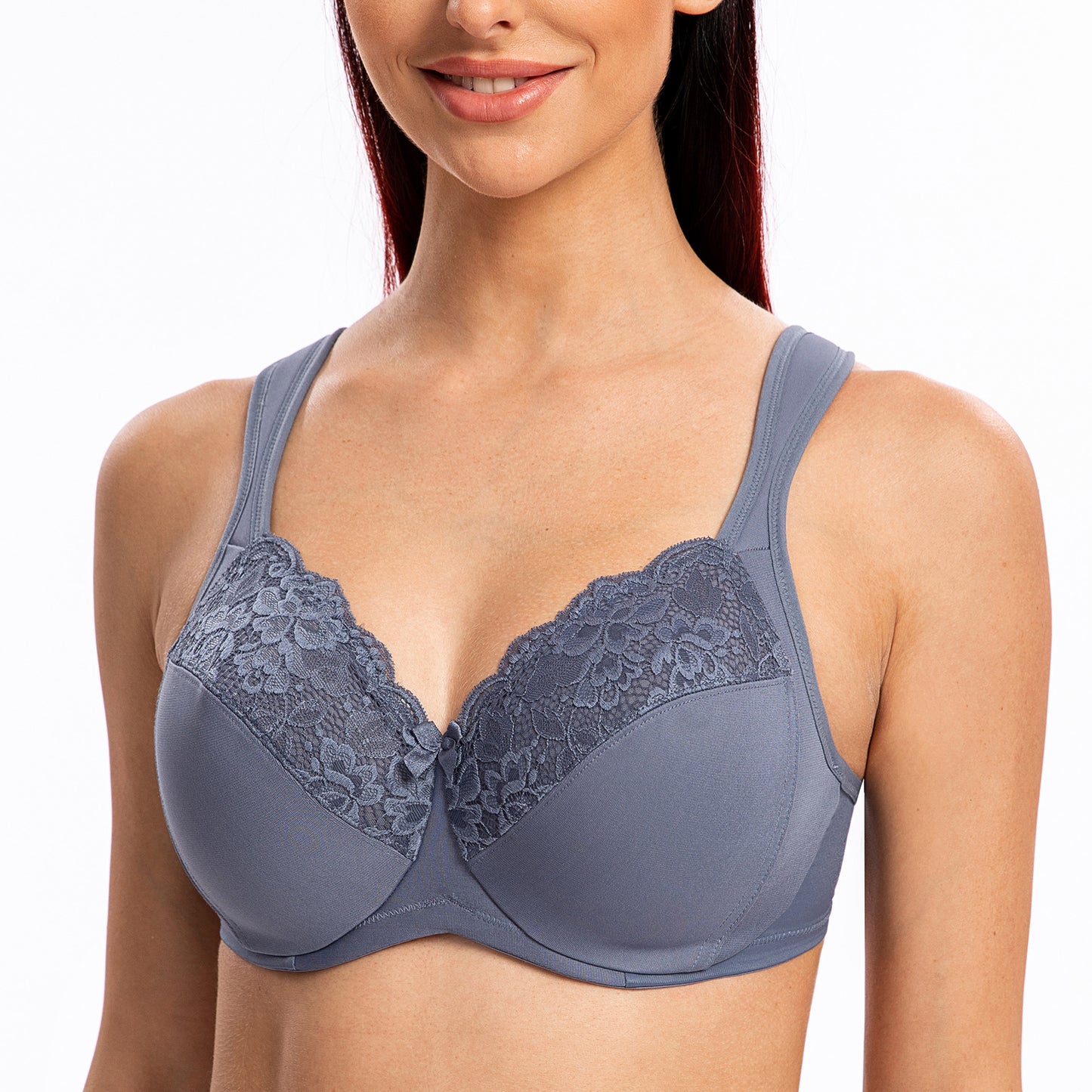 MELENECA Non Padded Underwire Minimizer Lace Bra
