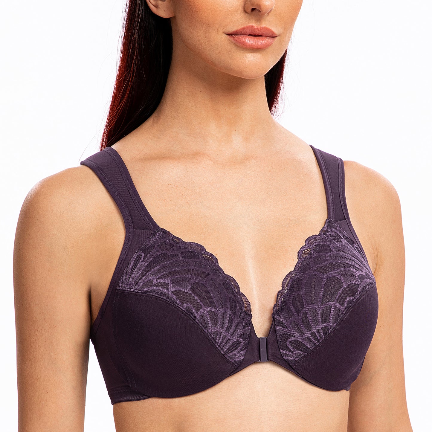 MELENECA Front Closure Underwire Unlined Lace Cup Bras