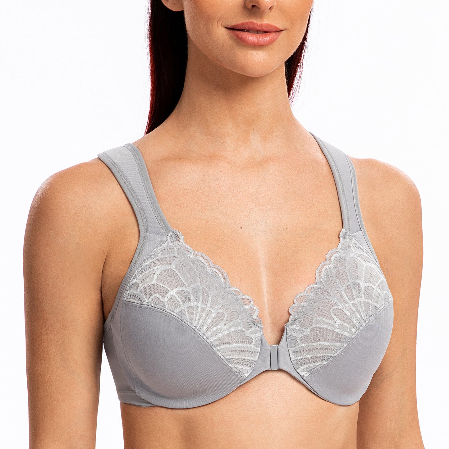 MELENECA Front Closure Underwire Unlined Lace Cup Bras