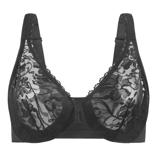 MELENECA Front Closure Racerback Stretch Lace Underwire Bra