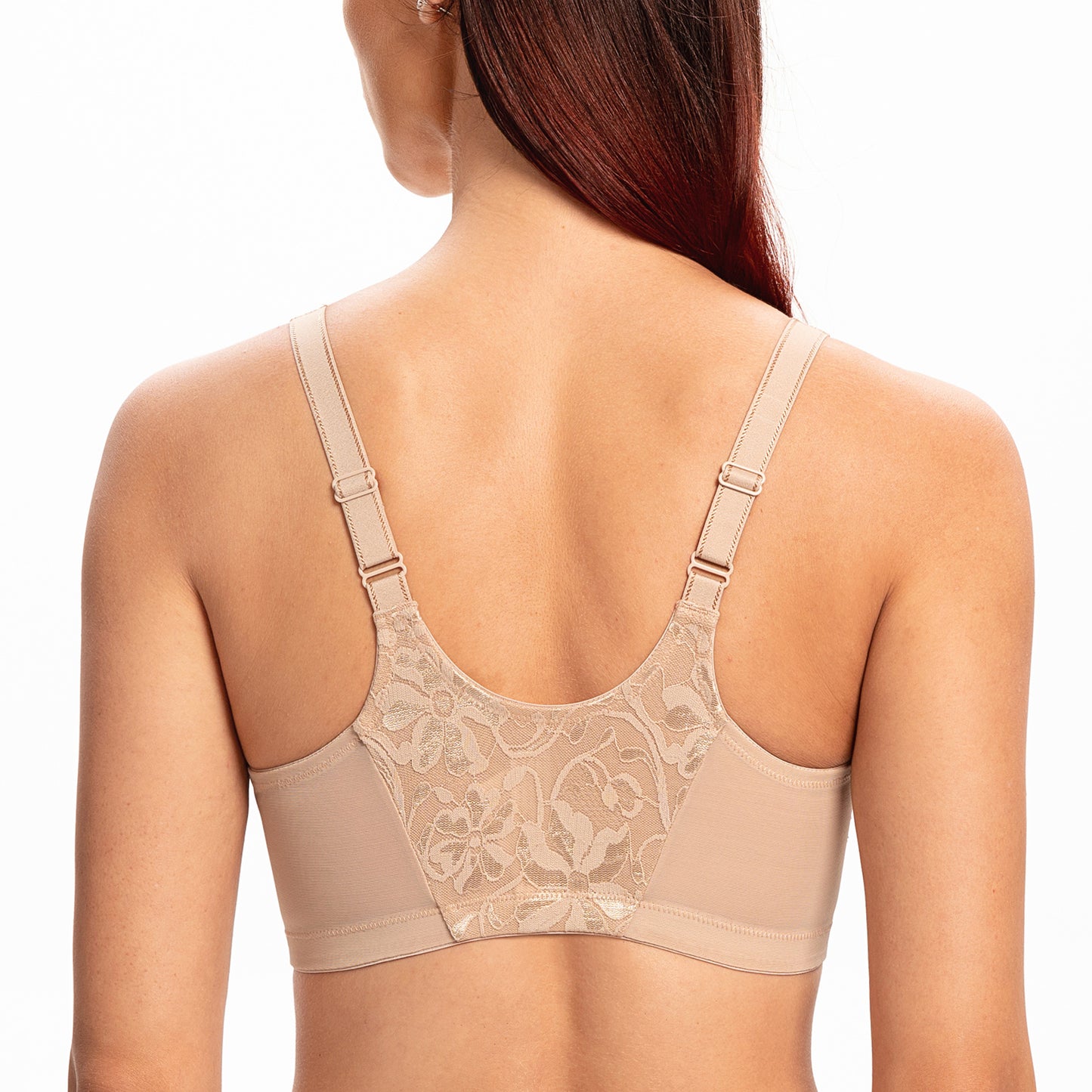 MELENECA Front Closure Racerback Stretch Lace Underwire Bra