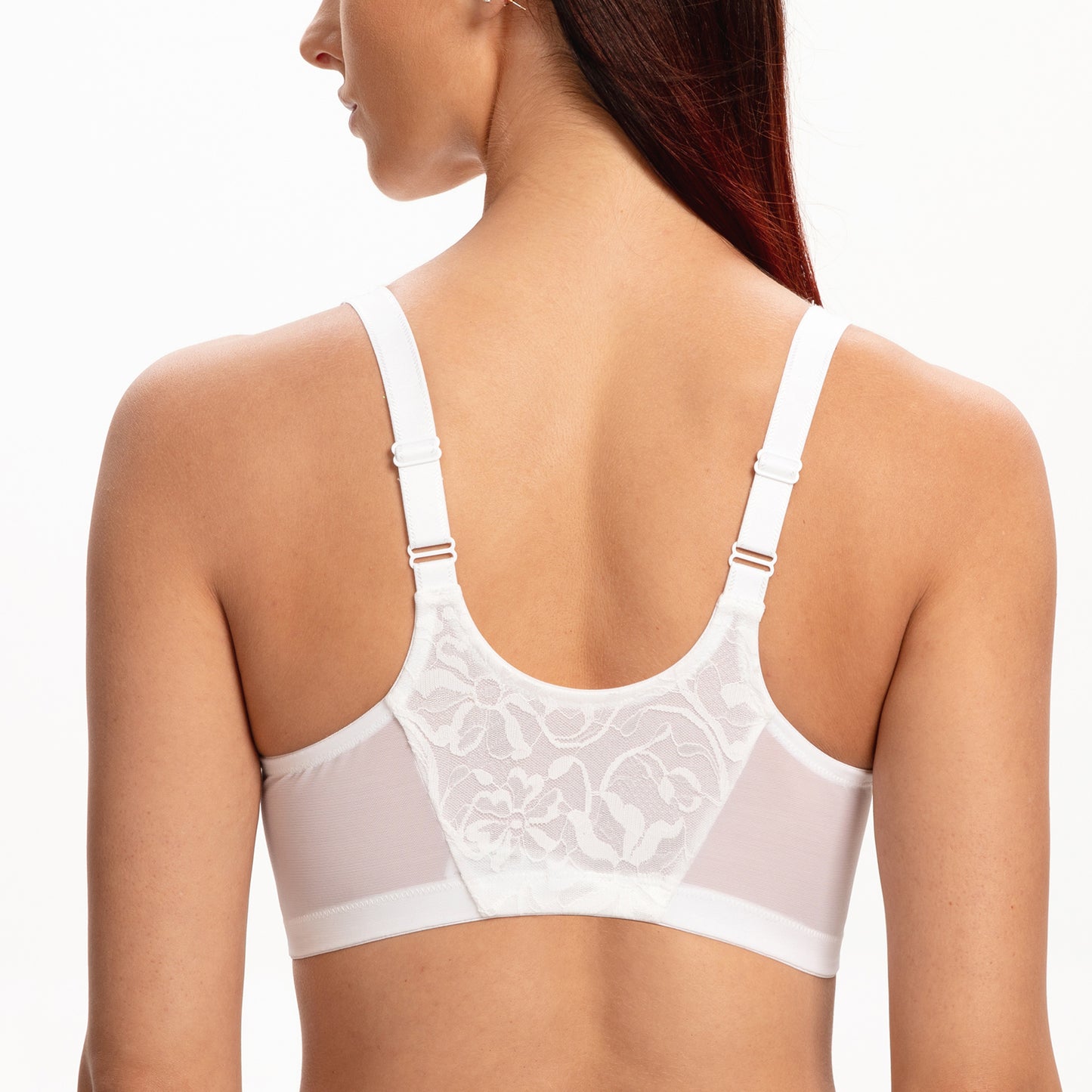 MELENECA Front Closure Racerback Stretch Lace Underwire Bra