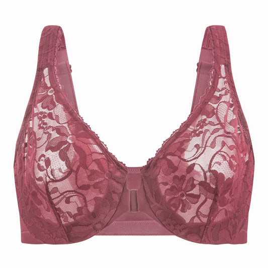 MELENECA Front Closure Racerback Stretch Lace Underwire Bra