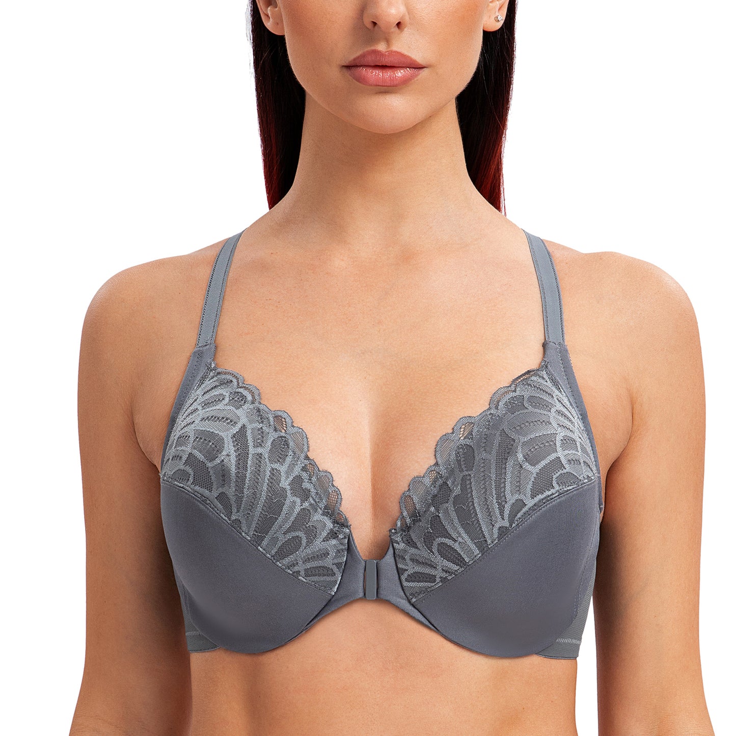 MELENECA Racerback Front Closure Unlined Underwire Bra