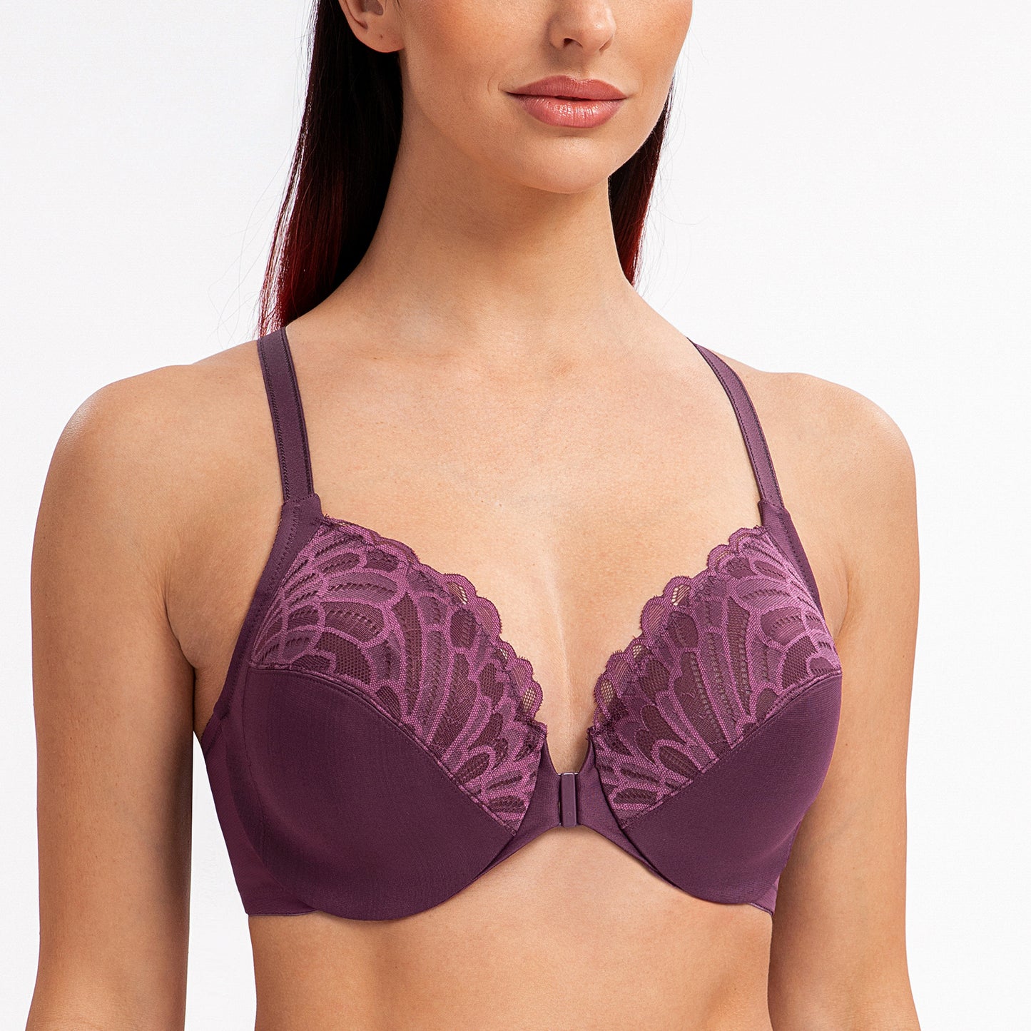 MELENECA Racerback Front Closure Unlined Underwire Bra