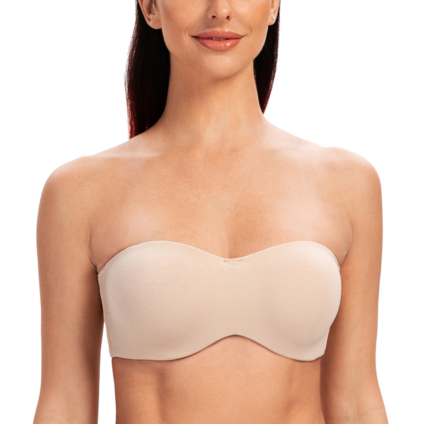 MELENECA Strapless Push Up Bra Heather Gray with Clear Straps US