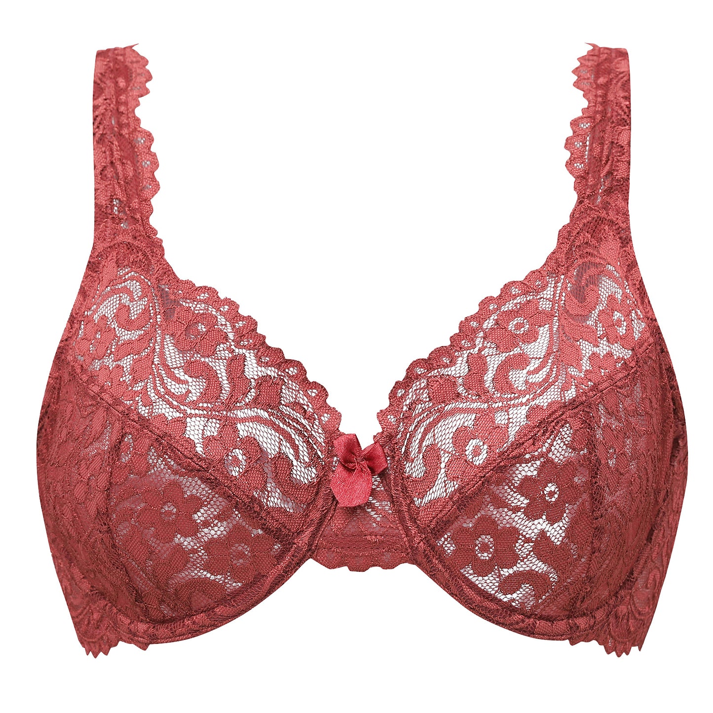 MELENECA No Padding Plus Size Lace Underwire Full Coverage Bra