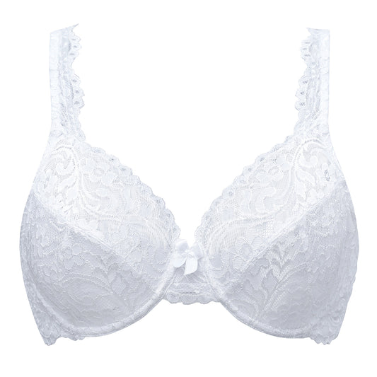 MELENECA No Padding Plus Size Lace Underwire Full Coverage Bra