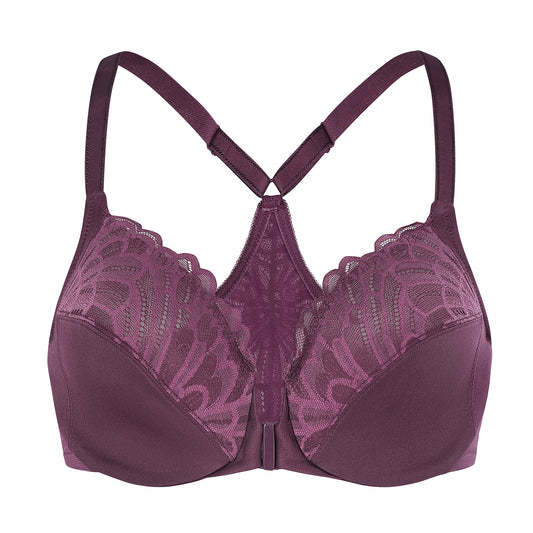MELENECA Racerback Front Closure Unlined Underwire Bra