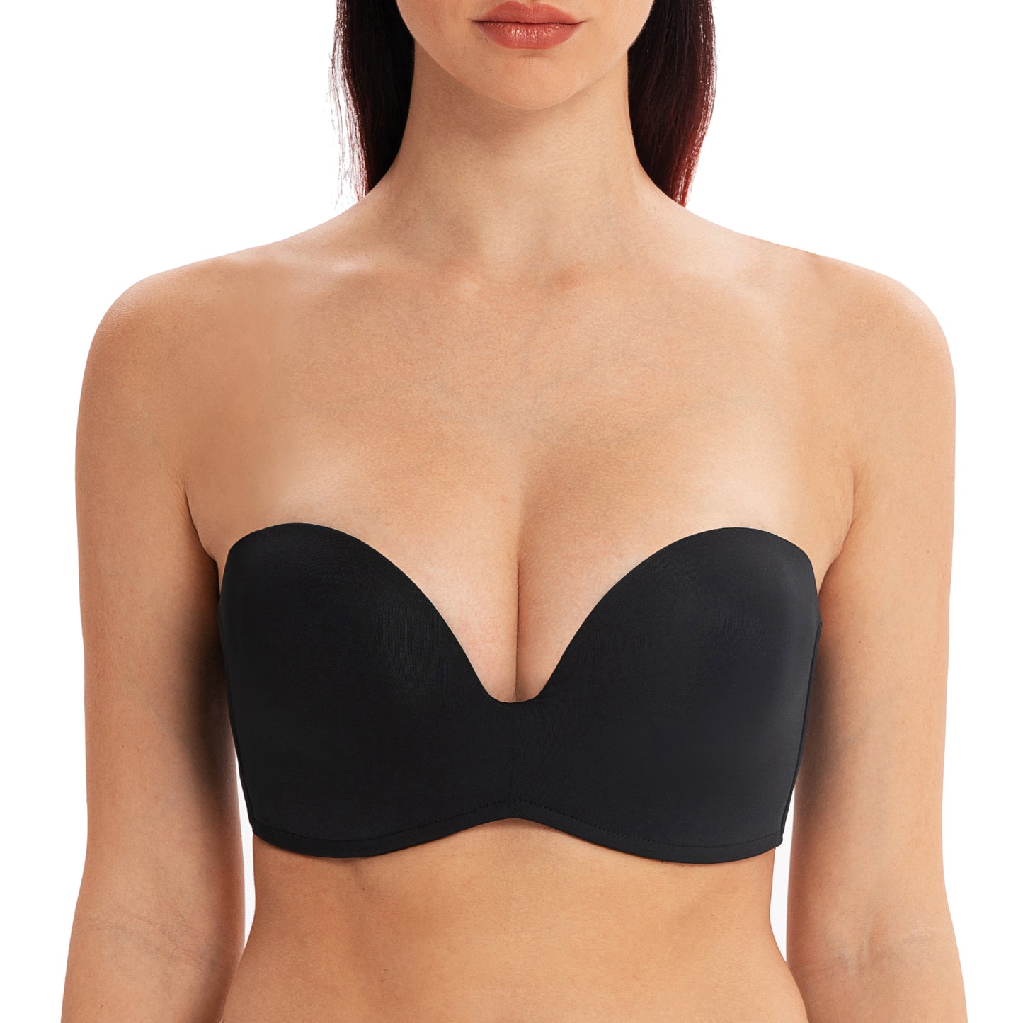 MELENECA Wireless Lightly Padded Push Up Strapless Bra