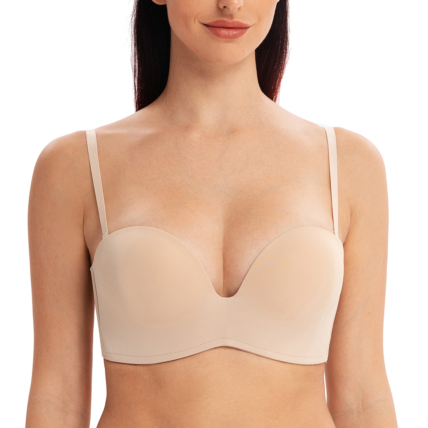 MELENECA Wireless Lightly Padded Push Up Strapless Bra
