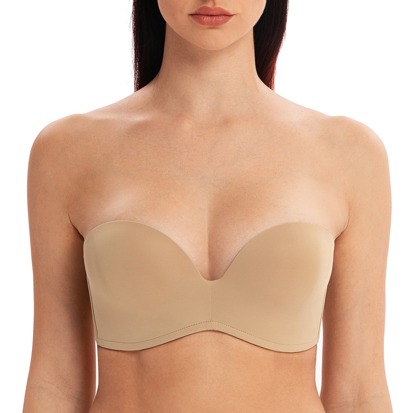 MELENECA Wireless Lightly Padded Push Up Strapless Bra