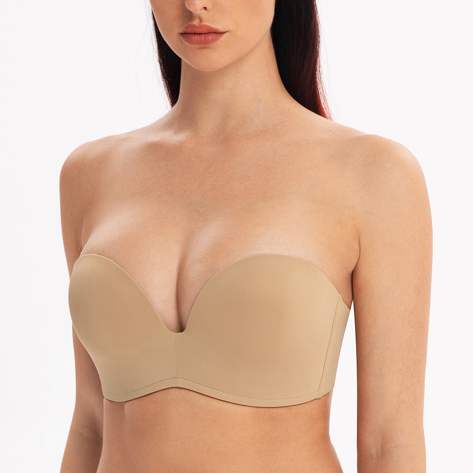 MELENECA Women's Stay-Put Multiway Wireless Lightly Padded Push Up Strapless  Bra