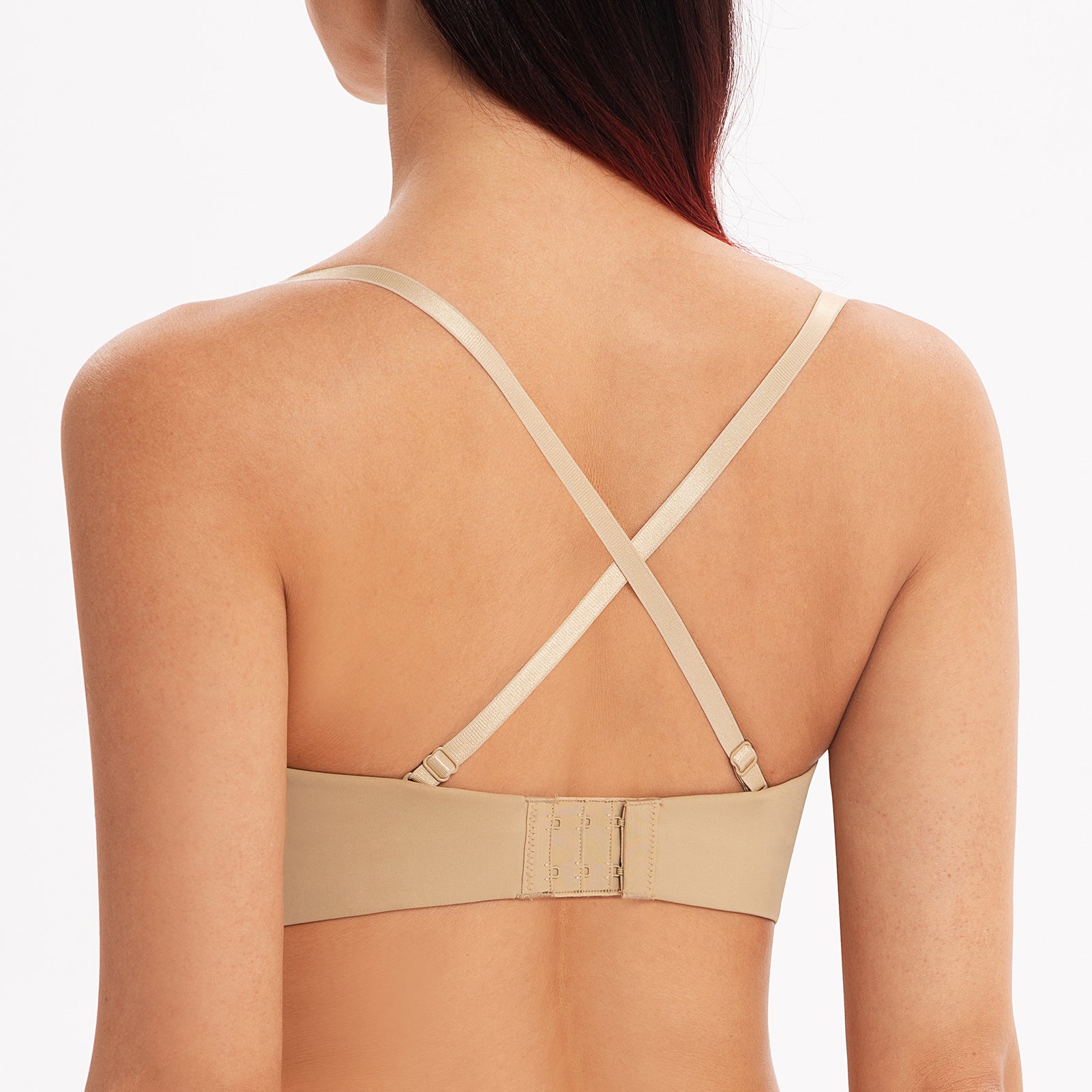 MELENECA Women's Wirefree Plus Size Anti-Slip Padded Push Up Strapless Bra  Beige 36B - ShopStyle