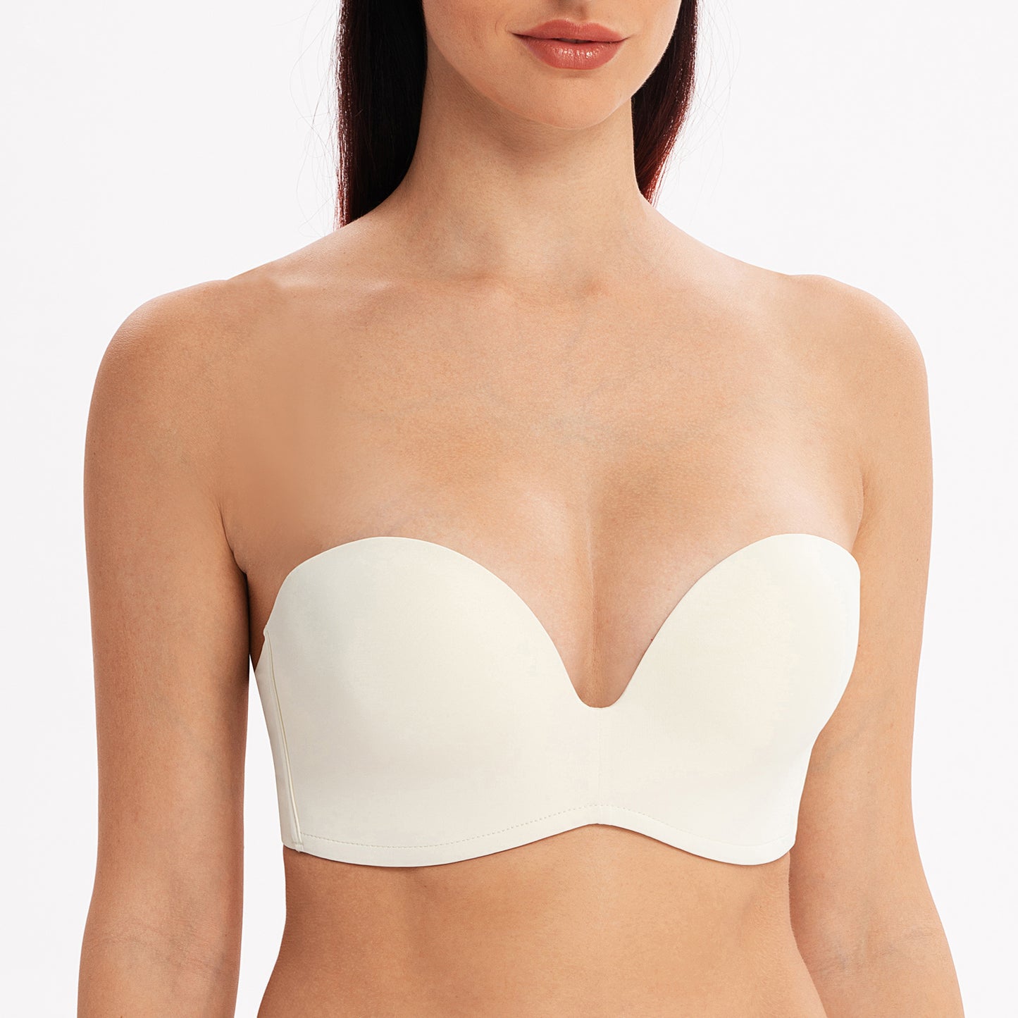 MELENECA Wireless Lightly Padded Push Up Strapless Bra