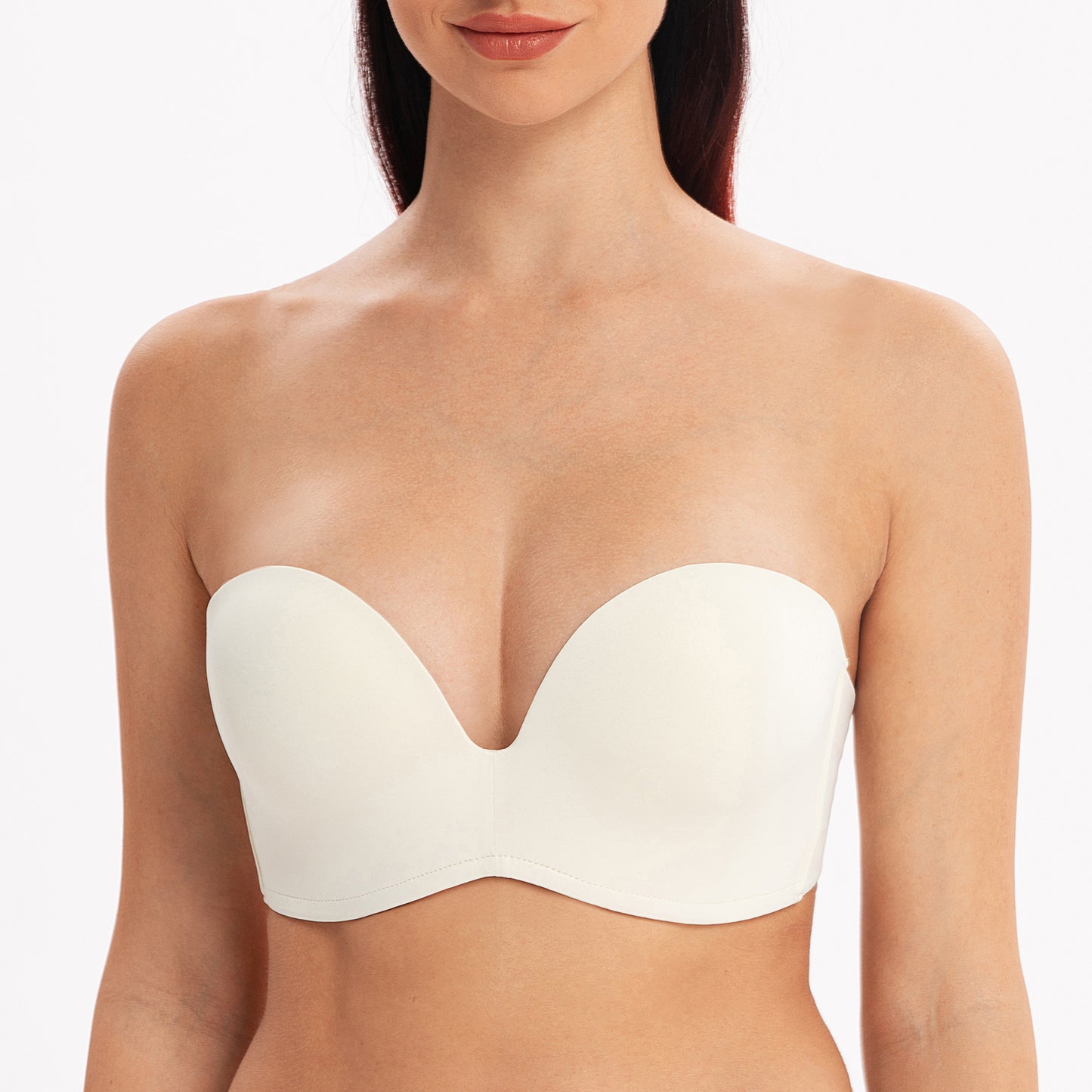 MELENECA Wireless Lightly Padded Push Up Strapless Bra