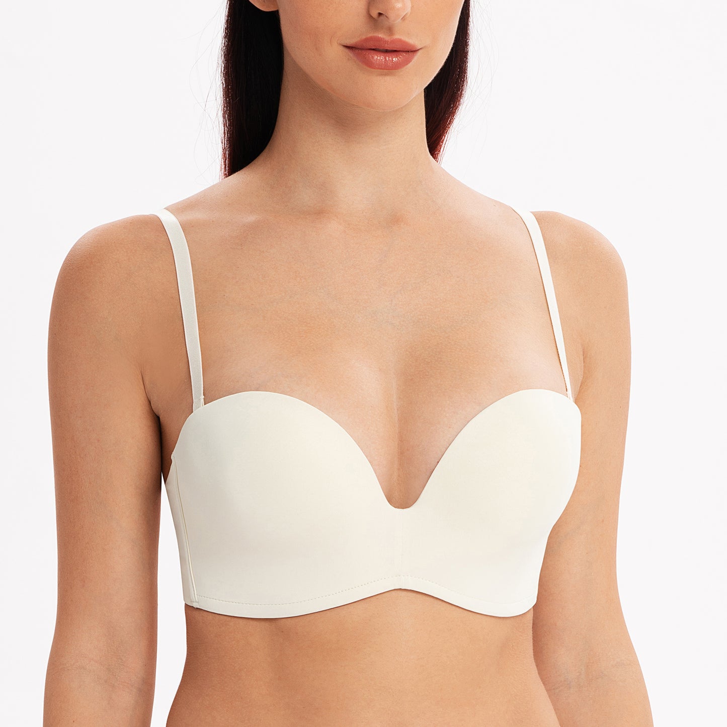 MELENECA Wireless Lightly Padded Push Up Strapless Bra
