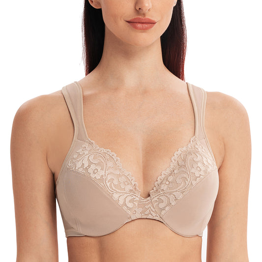 MELENECA Minimizer Plus Size Lace Underwire Bra