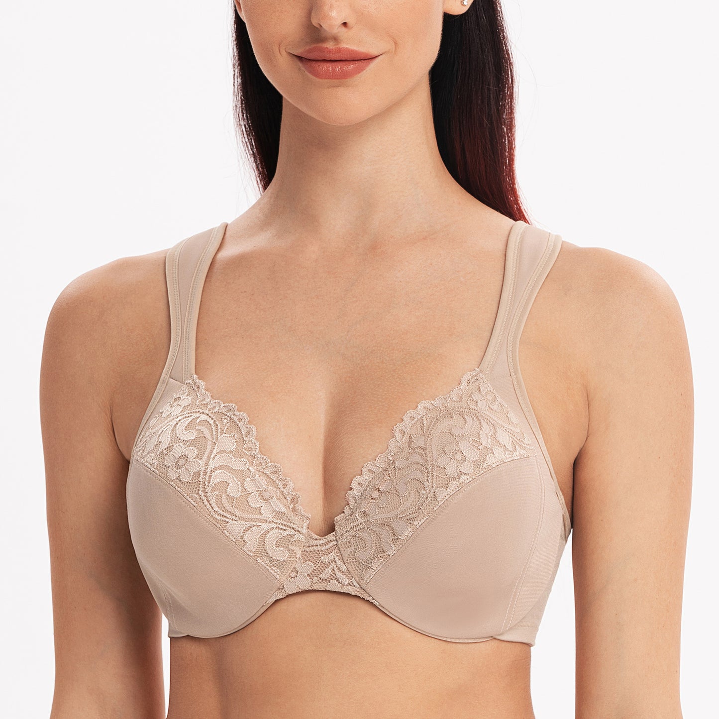 MELENECA Minimizer Plus Size Lace Underwire Bra